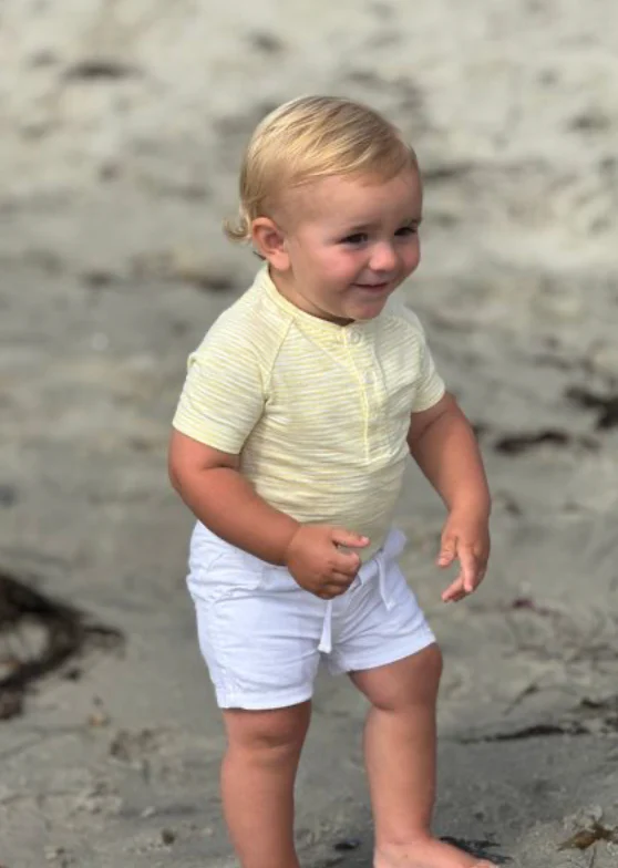 Yellow Stripe Raglan Boy Onesie Top