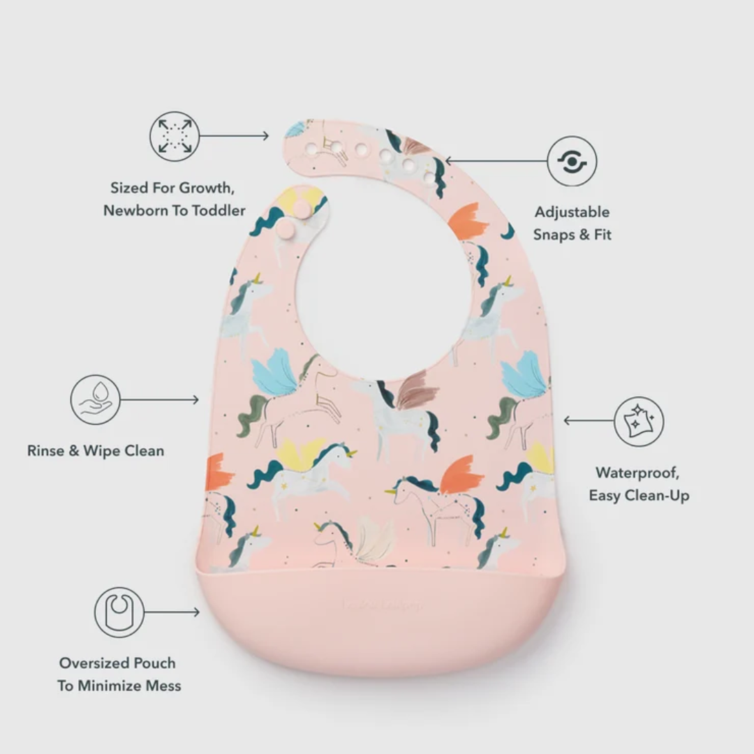 Unicorn Ballet Silicone Bib Printed