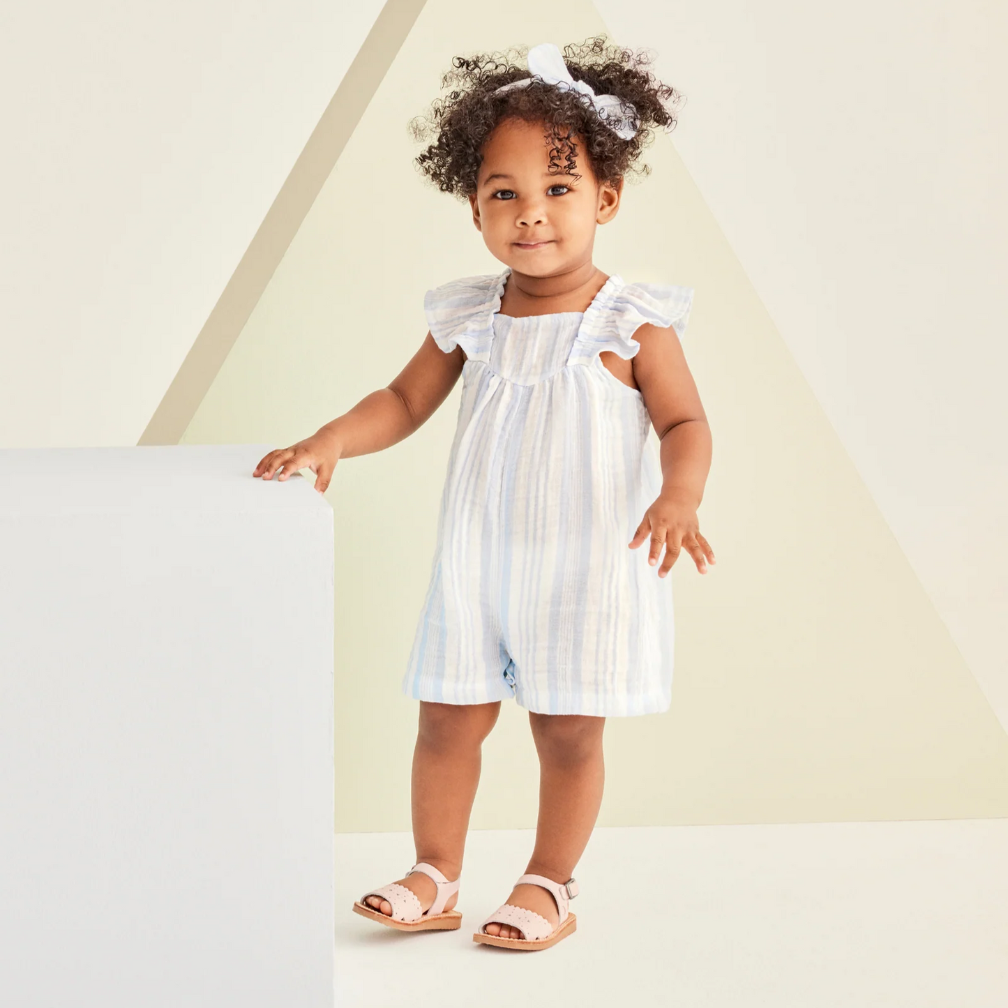 Sky Blue Muslin Stripe Romper (Baby)