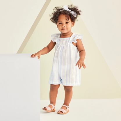 Sky Blue Muslin Stripe Romper (Toddler)