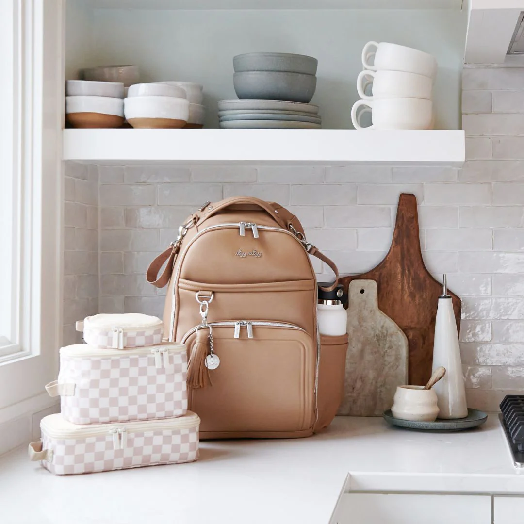 Taupe Checkerboad Packing Cubes