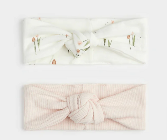Solid Pink and Tulip Headband Set