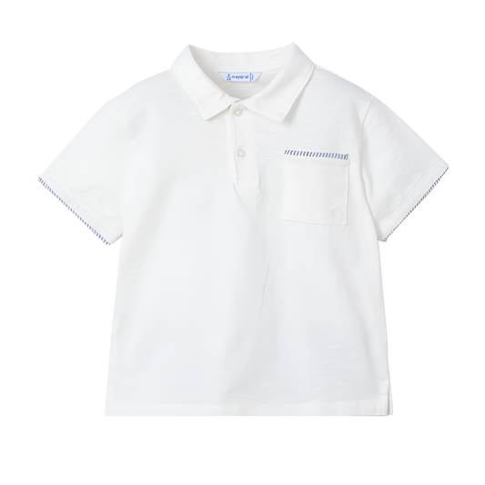 White Seersucker Edge Polo