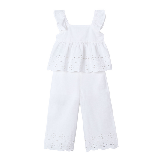 White Eyelet Pant Set