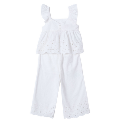 White Eyelet Pant Set
