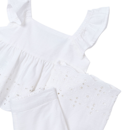 White Eyelet Pant Set