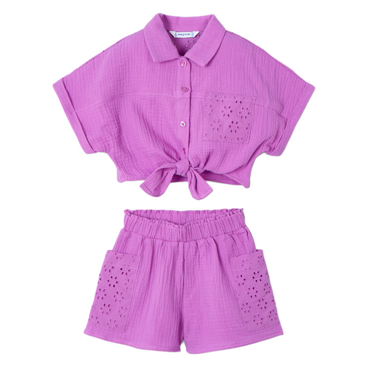 Orchid Eyelet Short and Blouse Set