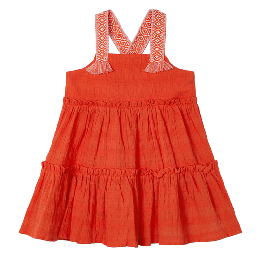 Paprika Applique Strap Dress