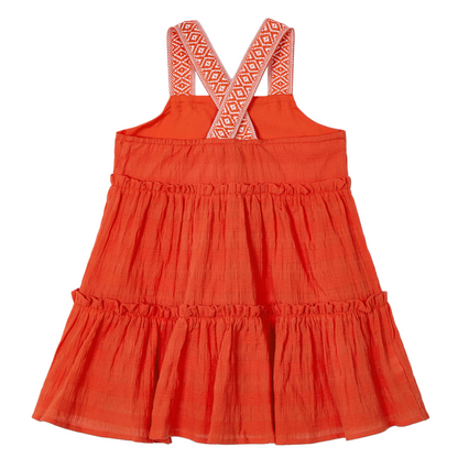 Paprika Applique Strap Dress