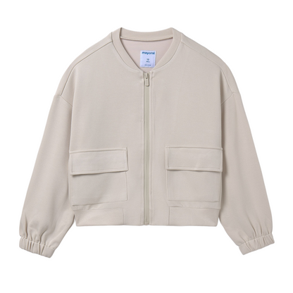 Sand Zip-Up Sweatshirt with Pockets