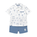 Capri Blue and White Palms Polo Set