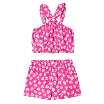 Magenta Shorts + Criss Cross Top Set