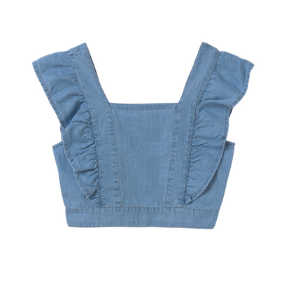 Chambray Ruffle Top
