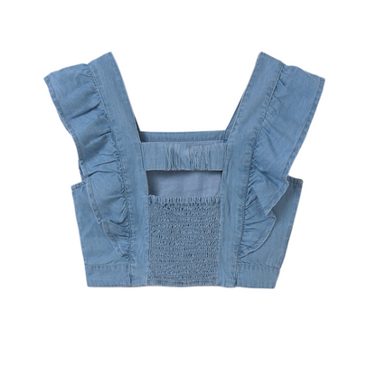 Chambray Ruffle Top