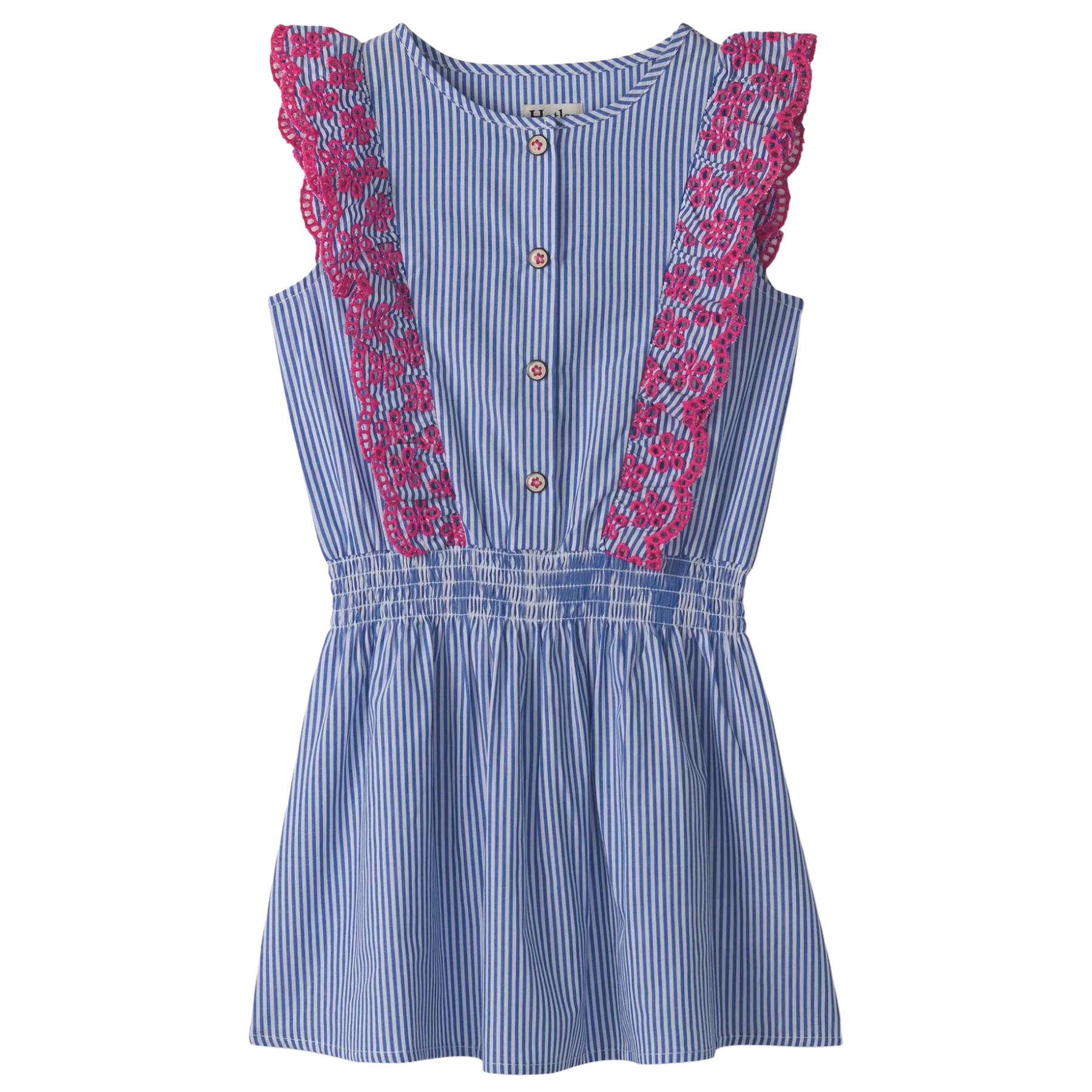 Pinstripe Scallop Ruffle Dress