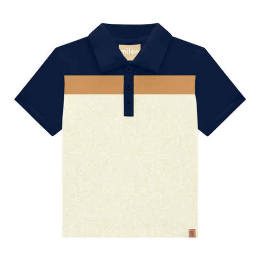Navy Tan Stripe Polo