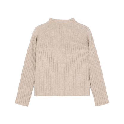 Toffee Ribbed Turtleneck Top