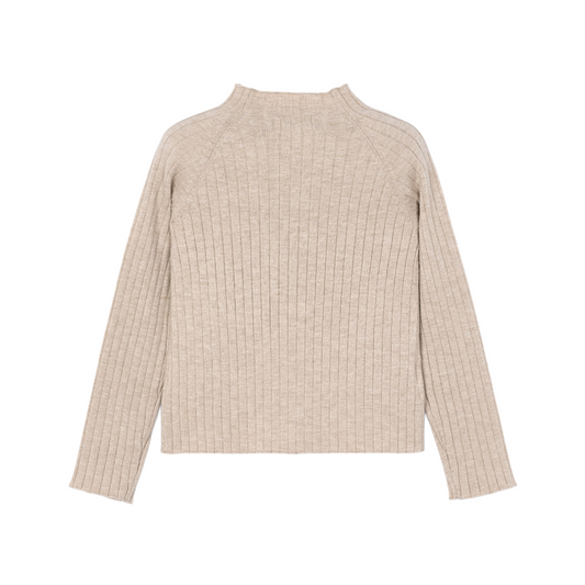 Toffee Ribbed Turtleneck Top