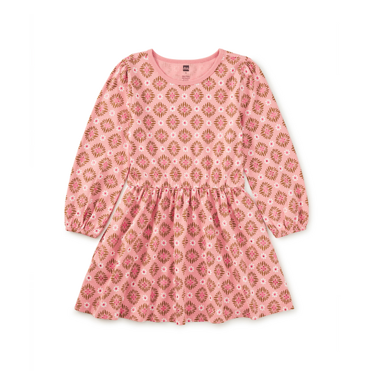 Metallic Chrysanthemum Blouson Dress