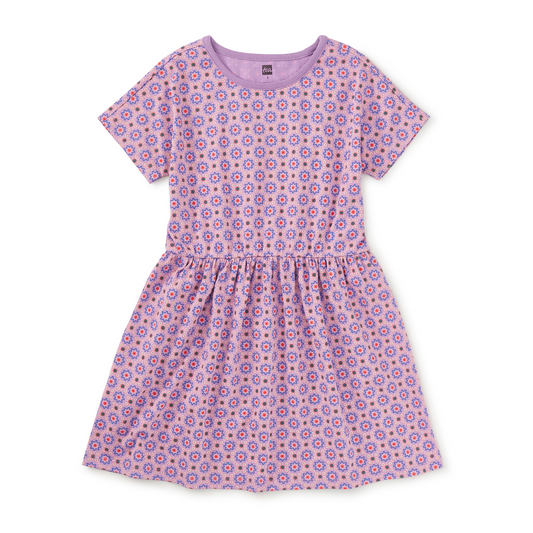 Korean Tiles Short Sleeve Twirl Dress