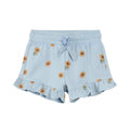 Light Blue Sunflower Ruffle Shorts