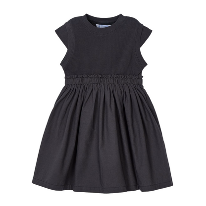 Anthracite Ribbed Combined Dress