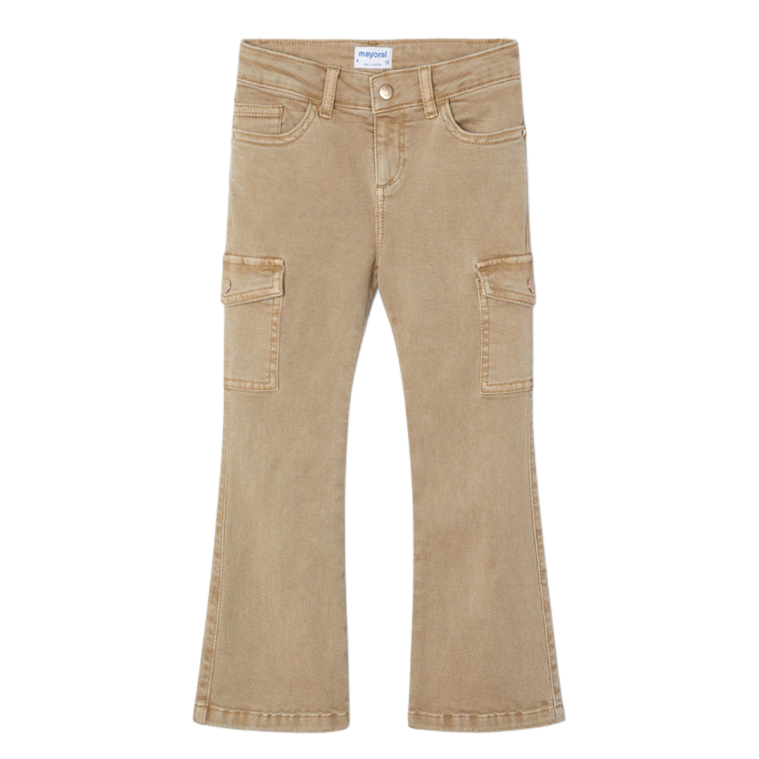 Tan Flared Cargo Pants