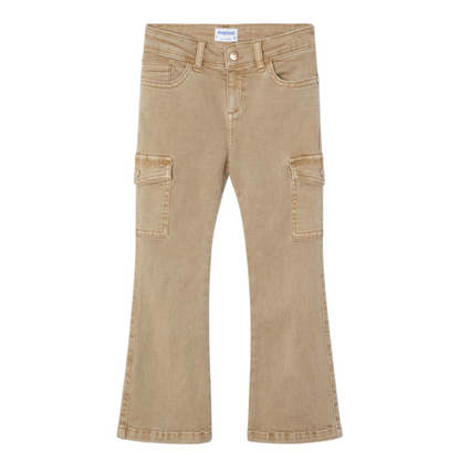 Tan Flared Cargo Pants