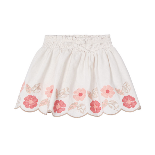 Embroidered Coral Flowers Skirt