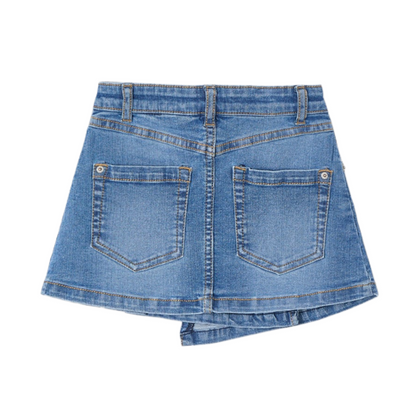 Denim Skirt with Pleat Detail