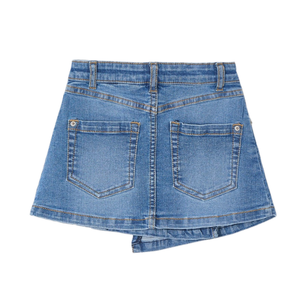 Denim Skirt with Pleat Detail