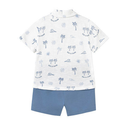 Capri Blue and White Palms Polo Set