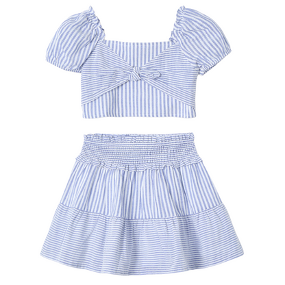 Indigo Striped Skirt and Top Set