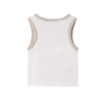 Embroidered Tank Top Tan Edge
