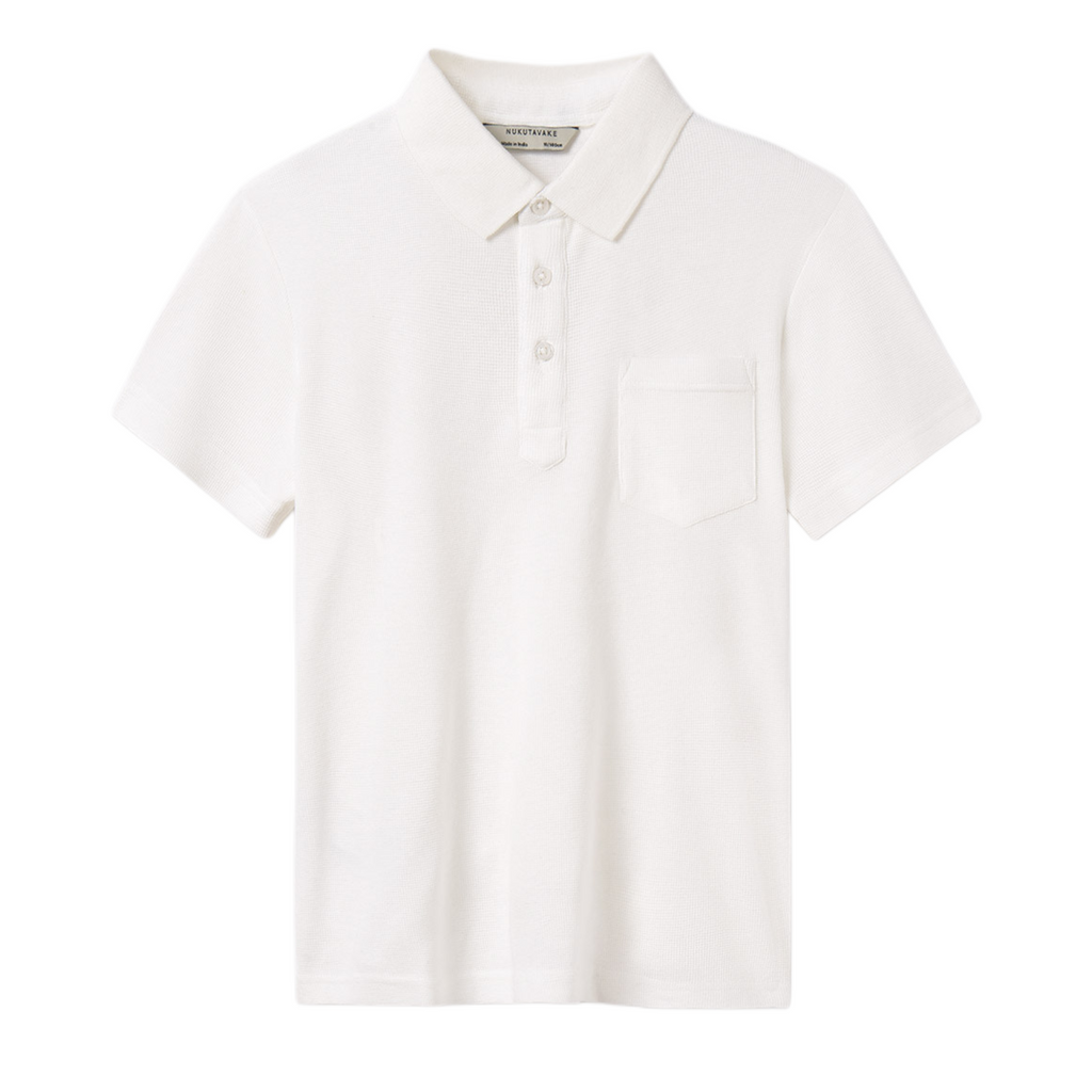 Cream Soft Waffle Weave Polo