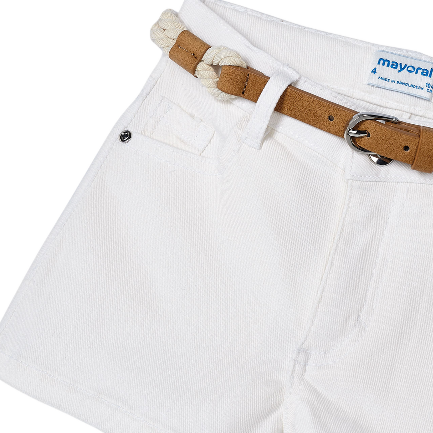 Belted White Shorts