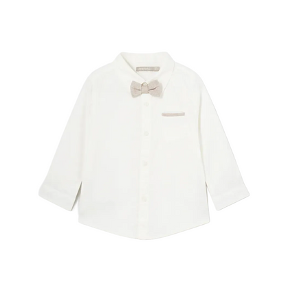 White Shirt Tan Bow Tie
