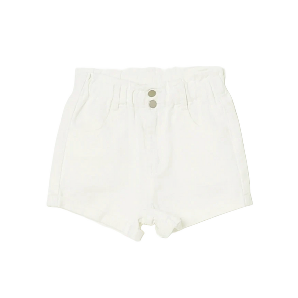 White Denim Pull On Shorts