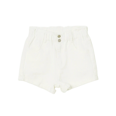 White Denim Pull On Shorts