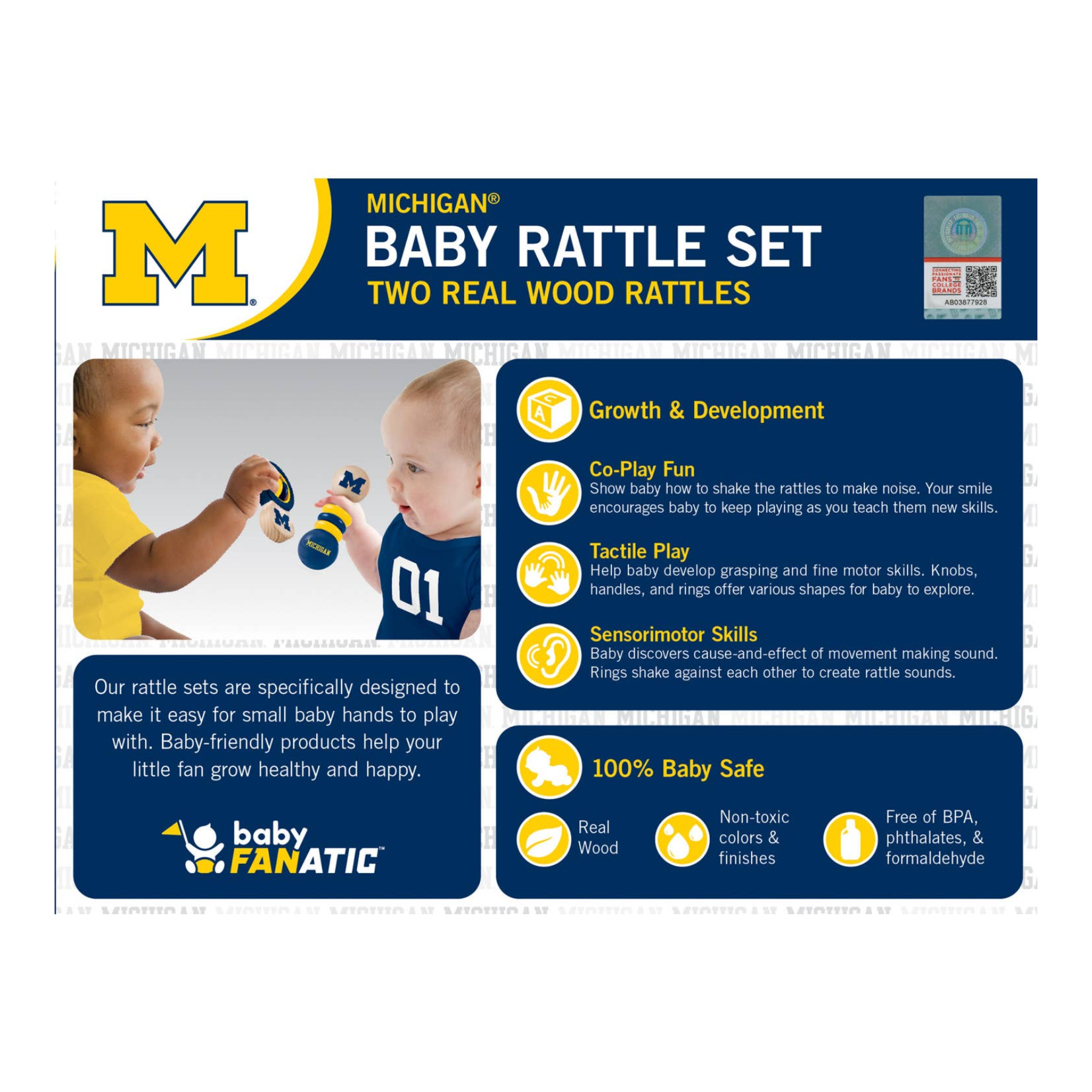 Michigan Wolverines Baby Rattles (2-Pack)