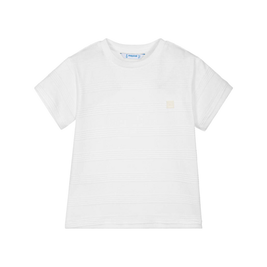 Cream Jacquard Stripe Short Sleeve Tee