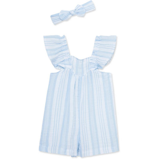 Sky Blue Muslin Stripe Romper (Toddler)