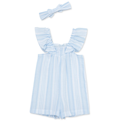 Sky Blue Muslin Stripe Romper (Toddler)