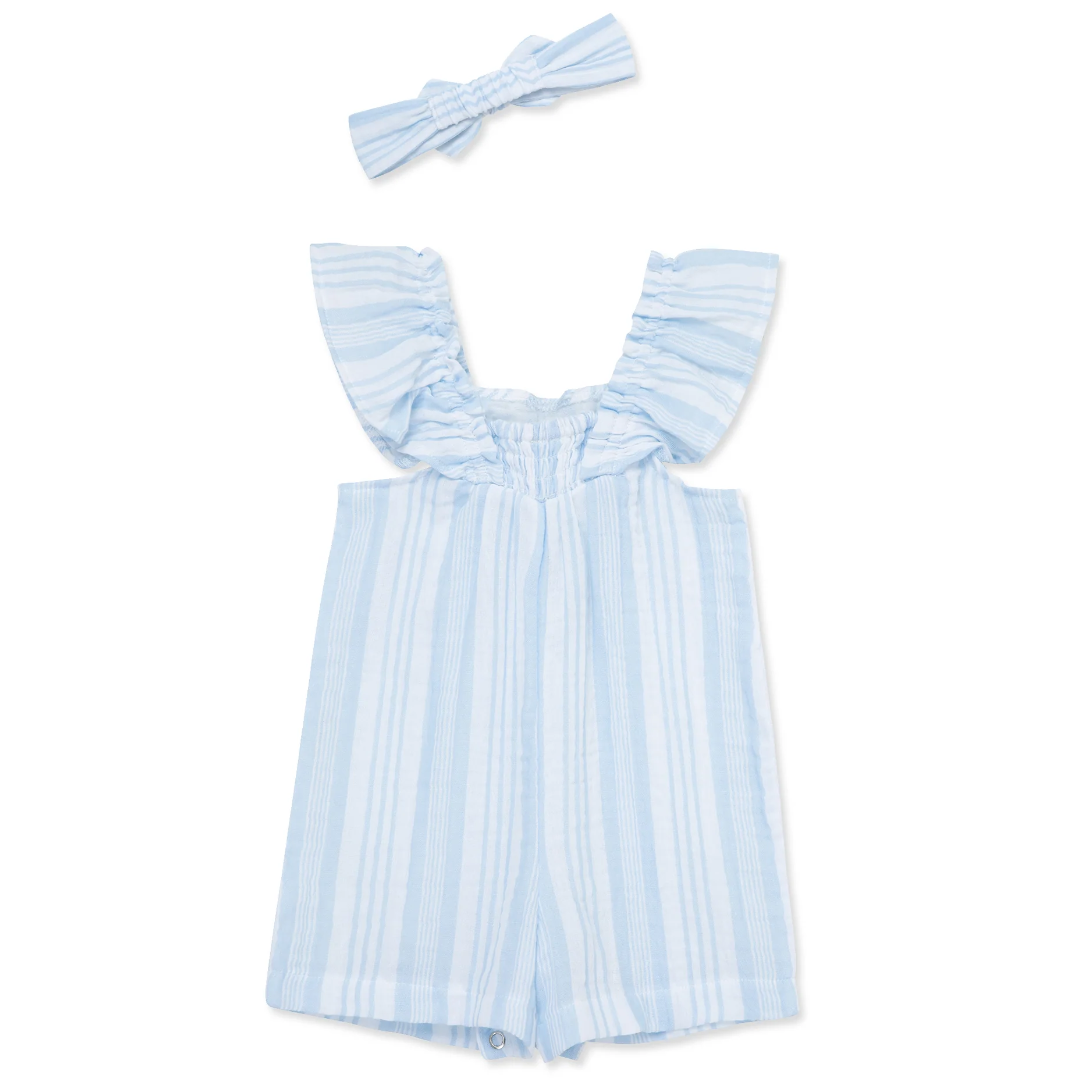 Sky Blue Muslin Stripe Romper (Toddler)
