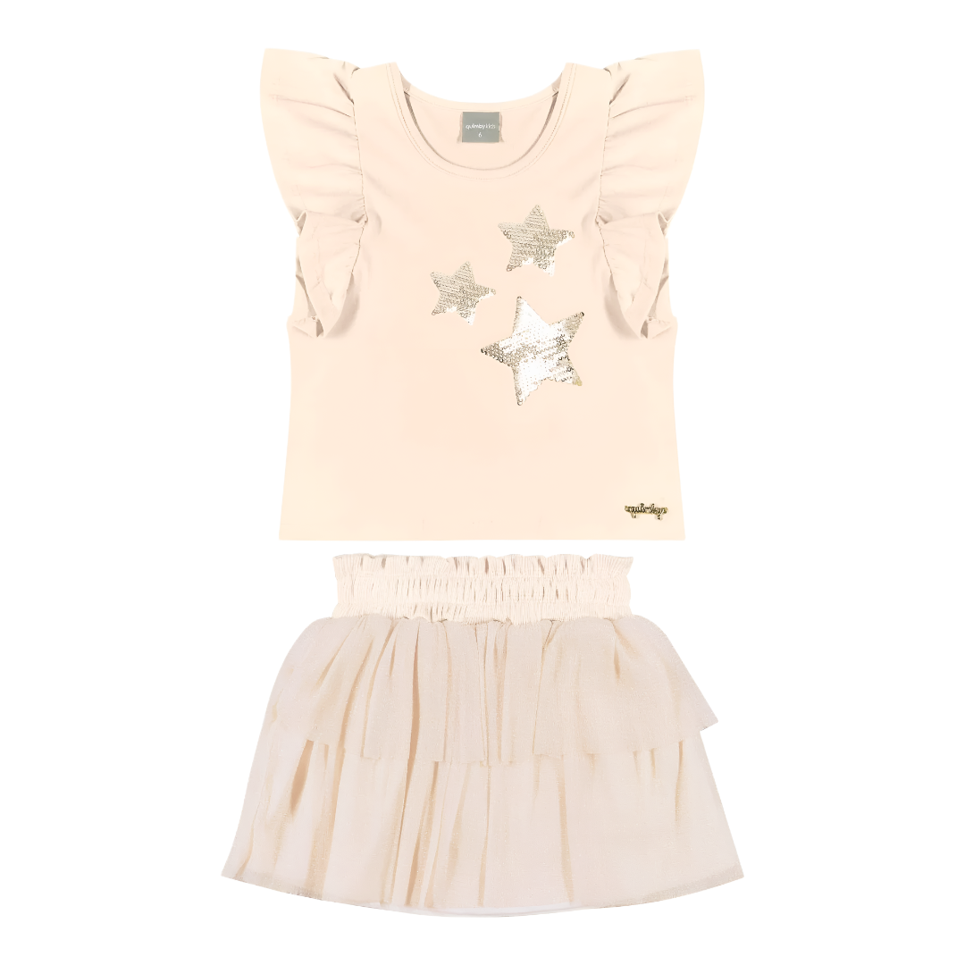 Shimmer Stars Flutter Sleeve Top