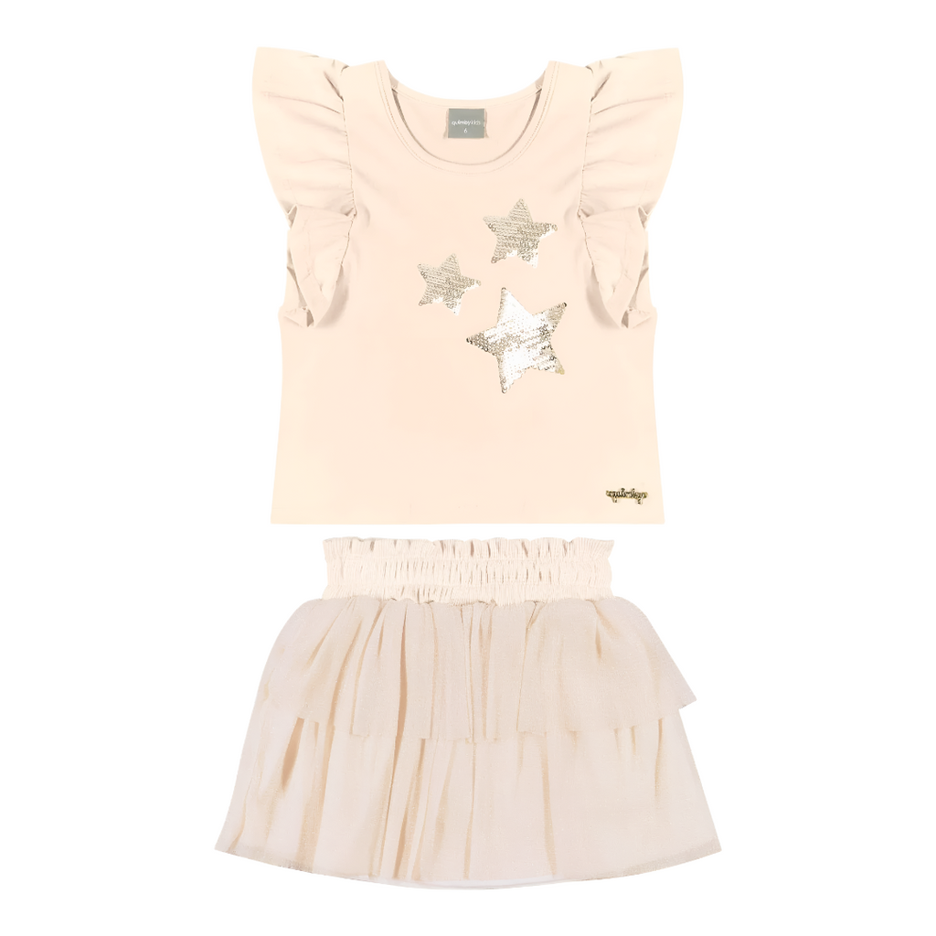 Shimmer Stars Flutter Sleeve Top