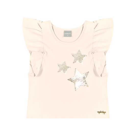 Shimmer Stars Flutter Sleeve Top