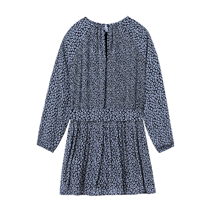 Petroleum Pleated Print Dress