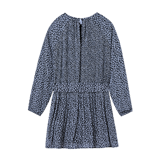 Petroleum Pleated Print Dress