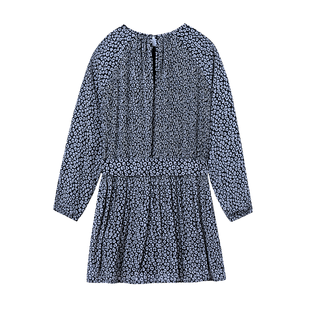 Petroleum Pleated Print Dress